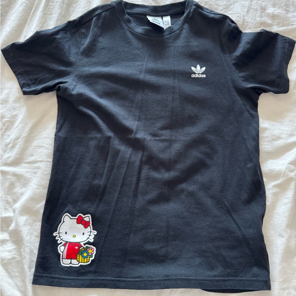 Adidas Black Short Sleeve Tee with Hello Kitty Design
